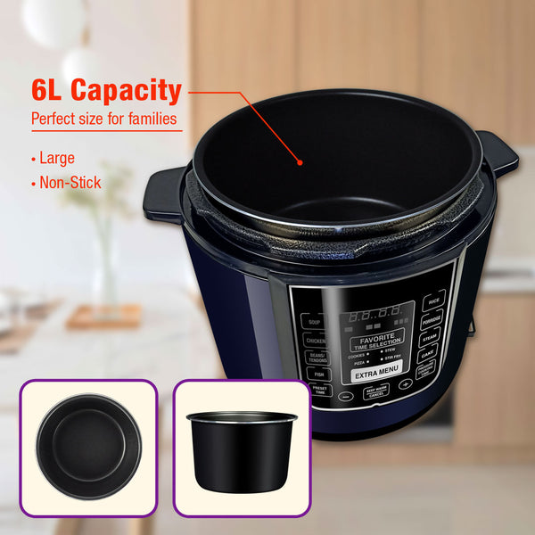 HETCH 9-in-1 Smart MultiCook Pressure Cooker & Rice Cooker (1000W/6L) PSC-1610-HC